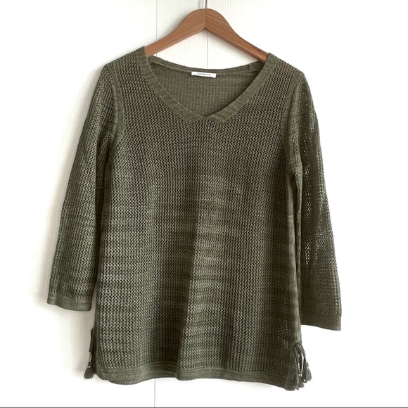 Talbots v-neck Pima cotton sweater 3/4 sleeve - Picture 1 of 7